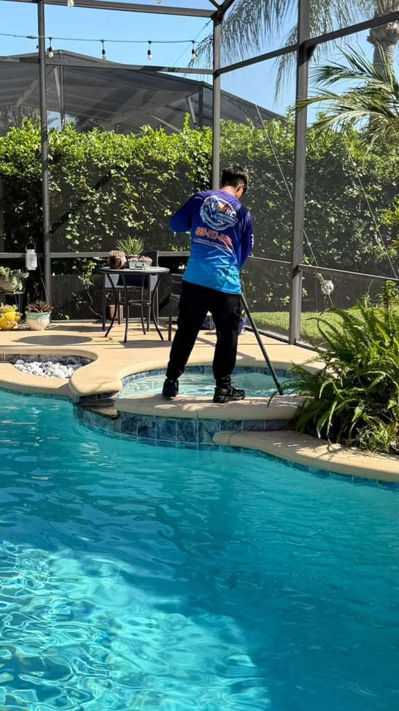 Technician servicing a spa